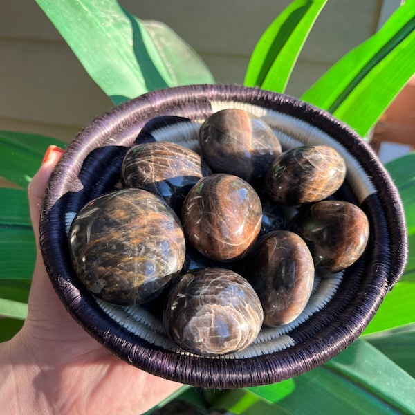 ONE Intuitively Chosen Black Moonstone Palm Stone // High Quality Black Moonstone // Black Moonstone Palm Stones