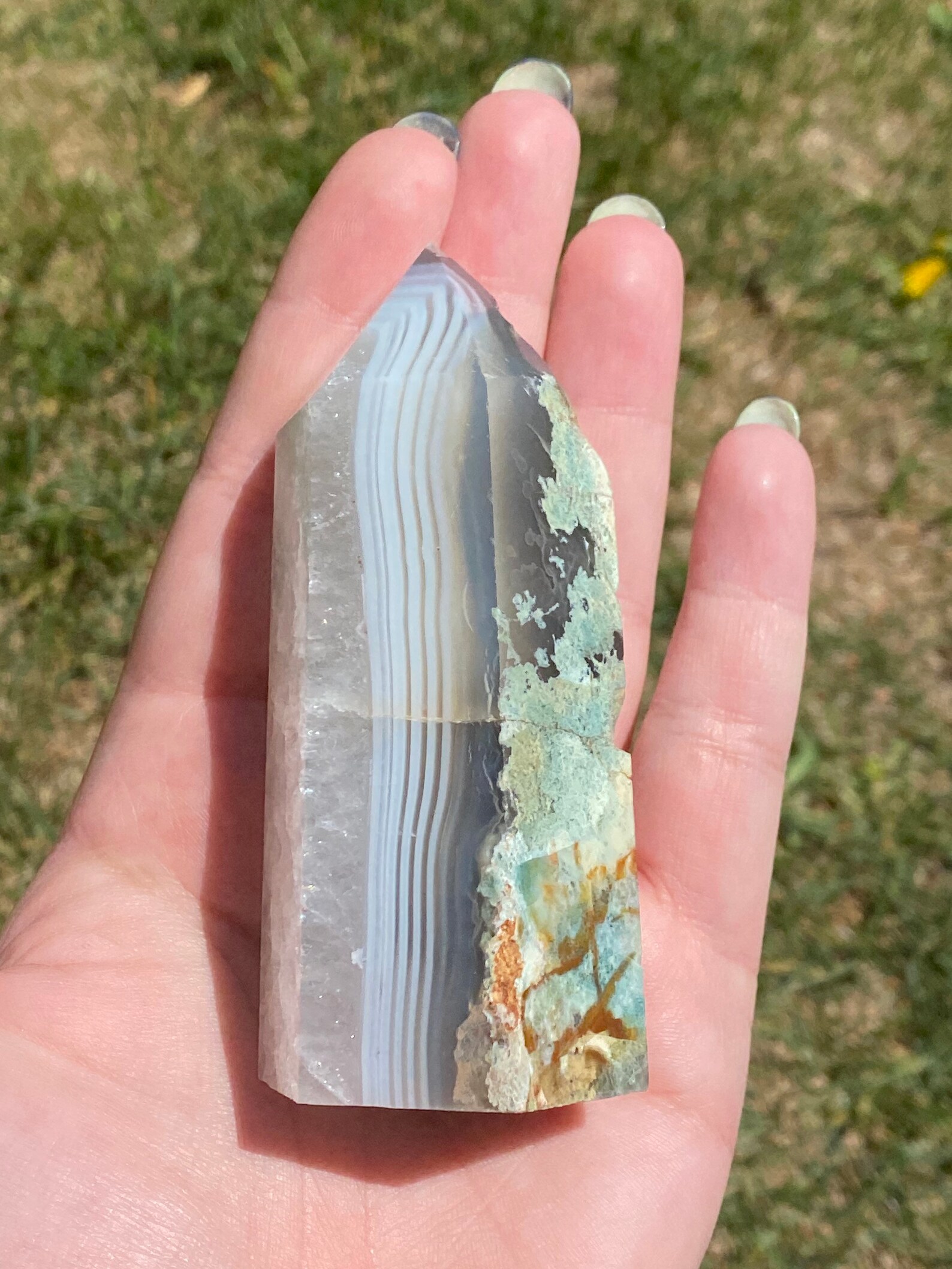 Rare green flower agate tower Etsy