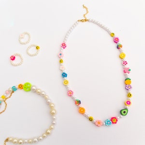 SUMMER SWEETS Pearl + Chain Bead Necklace