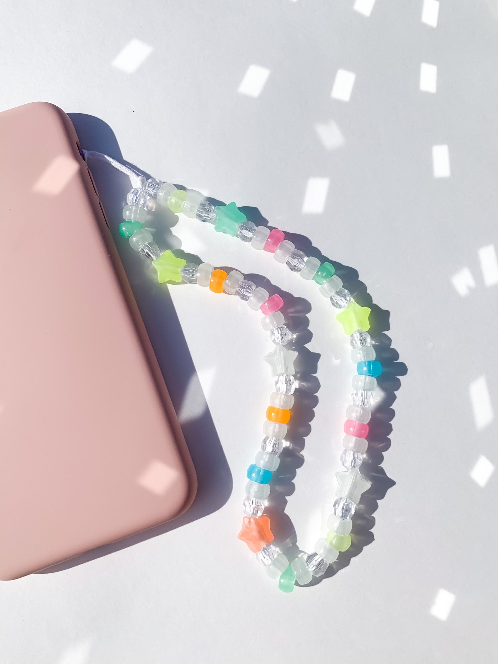 Beaded Phone Charm Strap Glow In The Dark Stars Etsy