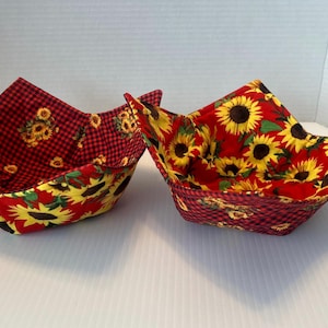 Sunflowers | Microwavable Bowl Cozy | Reversible | Soup Bowl | Ice Cream