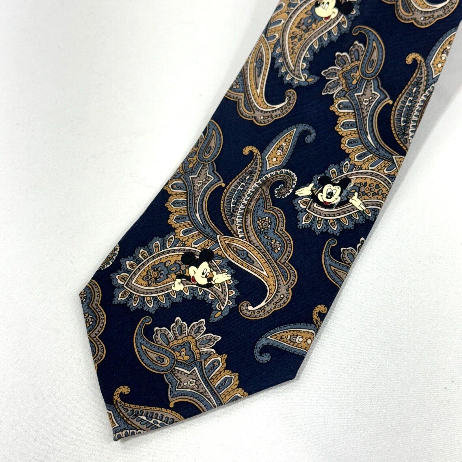 VB Men's 100% Silk Tie Mickey Mouse Blue Paisley Balancine