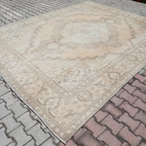 10x12 Turkish Rug, Vintage Rug 10x12, 10x12 Rug, Oversize Rug,Large Area Rug, Handmade Wool Rug,Persian Rug,Oushak Rug 10x12,Faded,Muted,Rug