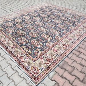 9x11 Oversize Persian Rug, 9x11 Oversize Rug, 9x11 Neutral Rug, Turkish Rug 9x11, 9x11 Vintage Rug, Oushak Rug, Pastel Colors, 9x11 Rug,Gift