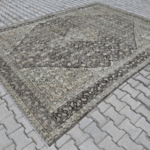 9x12 Oversize Persian Rug, 9x12 Oversize Rug, 9x12 Neutral Rug, Turkish Rug 9x12, 9x12 Vintage Rug, Oushak Rug, Beige, Brown, Rug, Gift,9x12