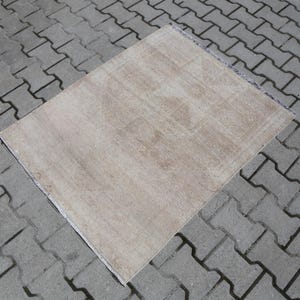 3x4 Mini Square Vintage Distressed Turkish Wool Beige Rug, 3x4 Outdoor Rug,3x4 Welcome Rug,3x4 Bath Mat Rug,3x4 Door Mat Rug,3x4 Minimalist