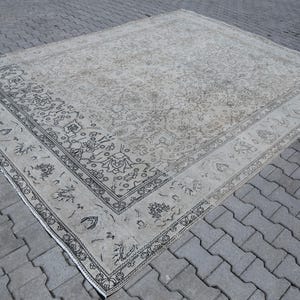 10x12 Oversize Persian Rug, 10x12 Oversize Rug, 10x12 Neutral Rug, Turkish Rug 10x12, 10x12 Vintage Rug, Oushak Rug, Beige, Brown, 10x12 Rug
