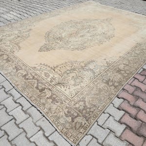 10x12 Oversize Persian Rug, 10x12 Oversize Rug, 10x12 Neutral Rug, Turkish Rug 10x12, 10x12 Vintage Rug, Oushak Rug, Beige, Brown, 10x12,Rug