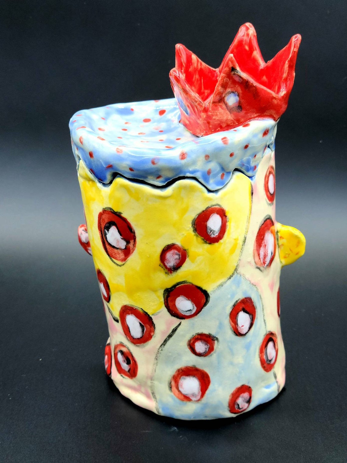 Yellow King Jar Original Ceramic Art Etsy