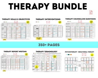 Therapy Bundle, Goals, Interventions, Questions, and Documentation (Digital Download)