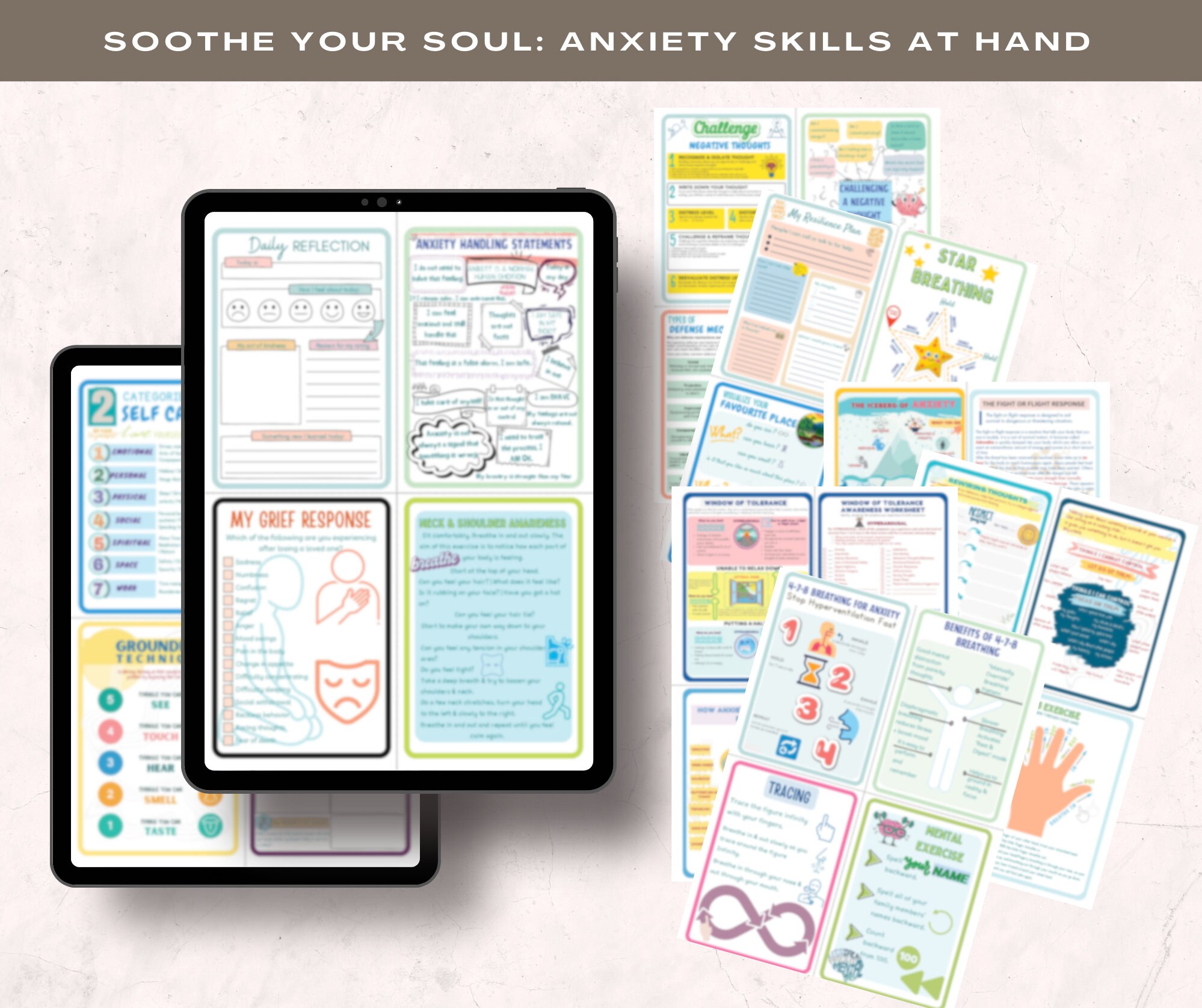 Anxiety Coping Skills Flash Cards, Therapy Tools (PDF, JPEG) - Etsy