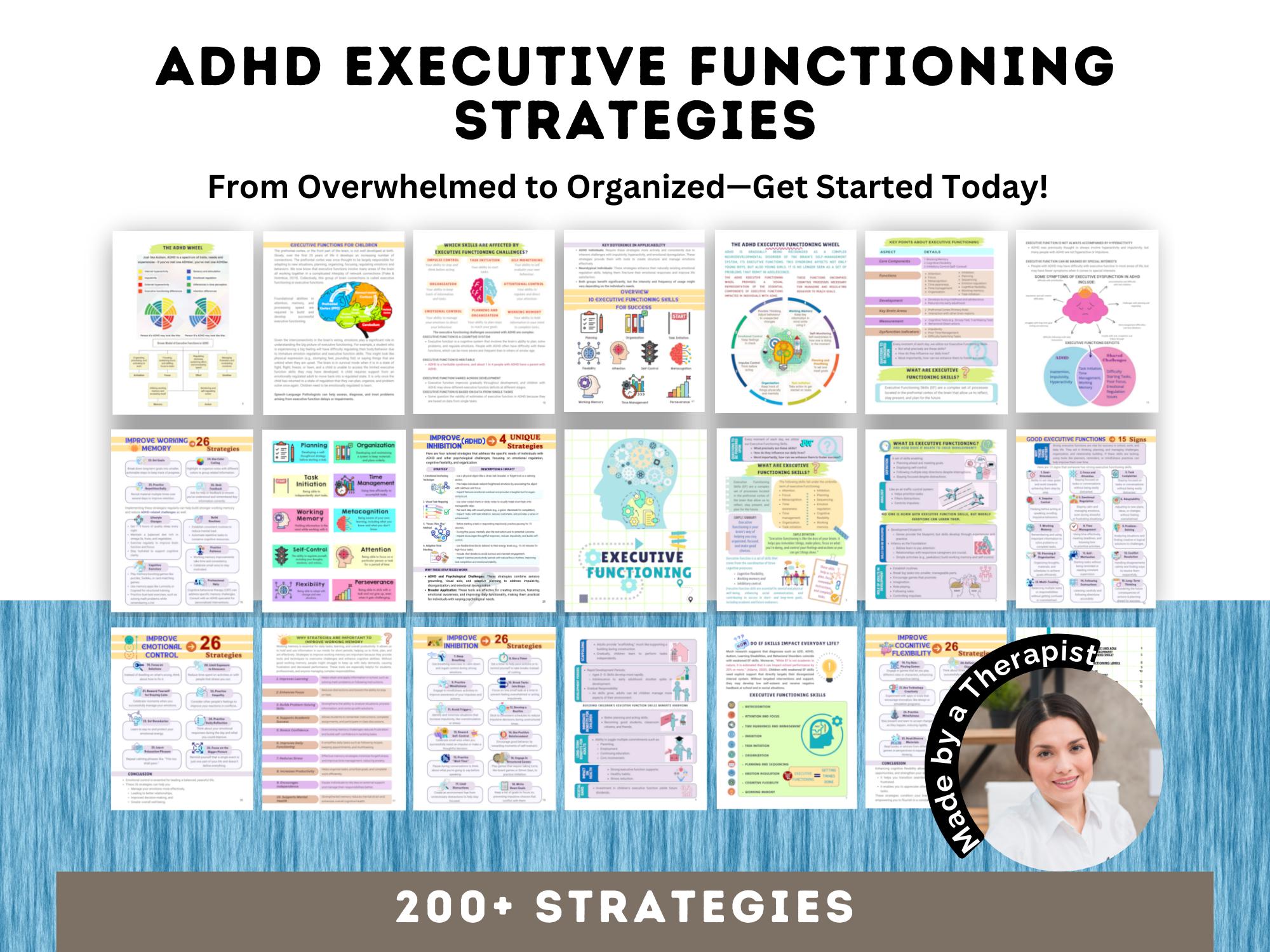 ADHD Executive Functioning Strategies & Skills, Emotional Regulation for Adults Kids,  ADHD Coping Skills, Time Management,, Planning Skills