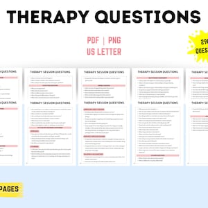 Therapy Session Questions, Counseling Questions, Therapy Treatment Guide Questions, Therapy Clinical Tools, Mental Health Therapy notes