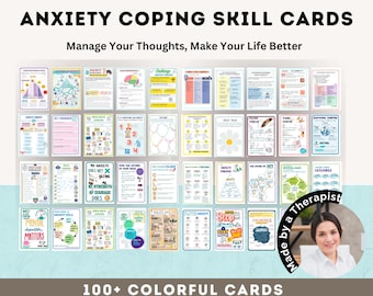 Anxiety Cards, Coping Skills, Mindfulness Cards, DBT, Social Emotional Regulation, Therapy Resources, Mental Health Printable, Therapy Tools