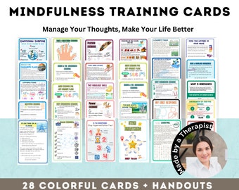 Mindfulness Cards for Mental Health, Therapy Office Decor, Therapy Forms, Therapy Worksheets, Couselling Tools, Therapy Clinical Tools