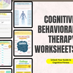 Cognitive Behavioral Therapy Worksheets, CBT Therapy, Negative Thought Challenging Worksheets, Mental Health Exercises, Thought Processing, Cognitive Distortions Exercises for Mental Health, S.T.O.P Technique to Challenge Unhelpful Thinking Pattern