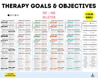 Therapy Goals and Objectives Bundle, Clinical Therapy Notes, Therapist Cheat Sheets, Documentation Terms Reference Sheet, Therapy Bundle