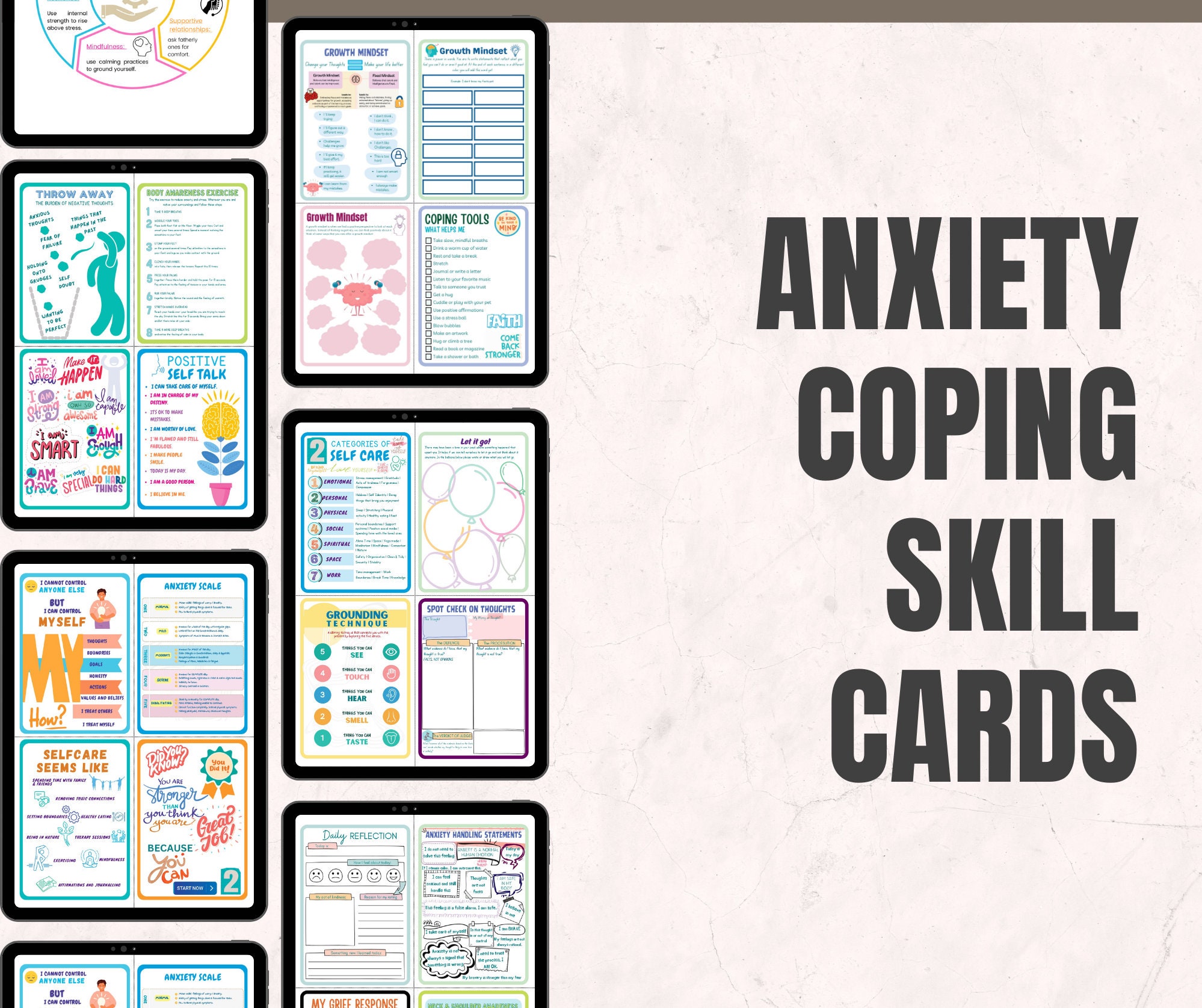 Anxiety Coping Skills Flash Cards, Therapy Tools (PDF, JPEG) - Etsy