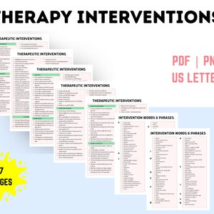 Therapy Intervention Sheet, Therapeutic Reference Tools, Therapist Documentation Tools,  CHEAT SHEET, Mental Health Desk Top Reference