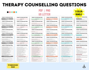 Therapy Session Questions Bundle, Therapy Clinical Tools, Therapy Counseling Notes Template, Progress Notes, Therapy Documentation Reference