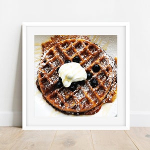 Waffle For Breakfast Print, Waffle Digital Download, Food photography digital Print, Printable Photo, Printable Waffle Photo
