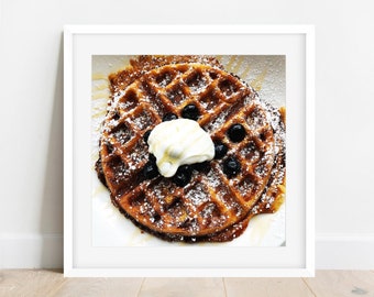Waffle For Breakfast Print, Waffle Digital Download, Food photography digital Print, Printable Photo, Printable Waffle Photo