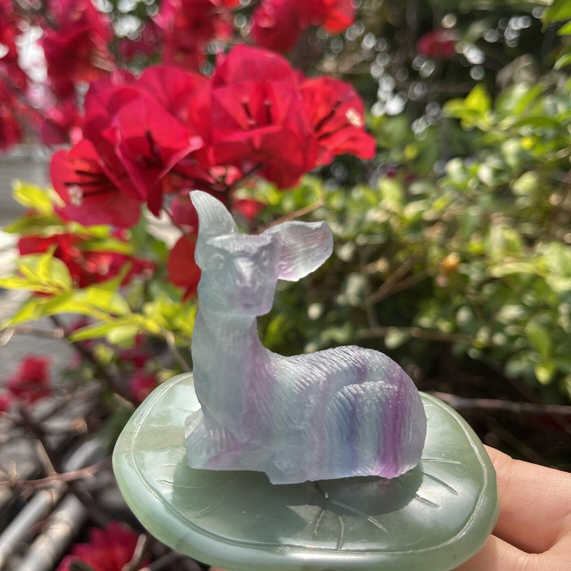 Rainbow Fluorite Deer Carved Crystal Deer Gemstone Deer Etsy