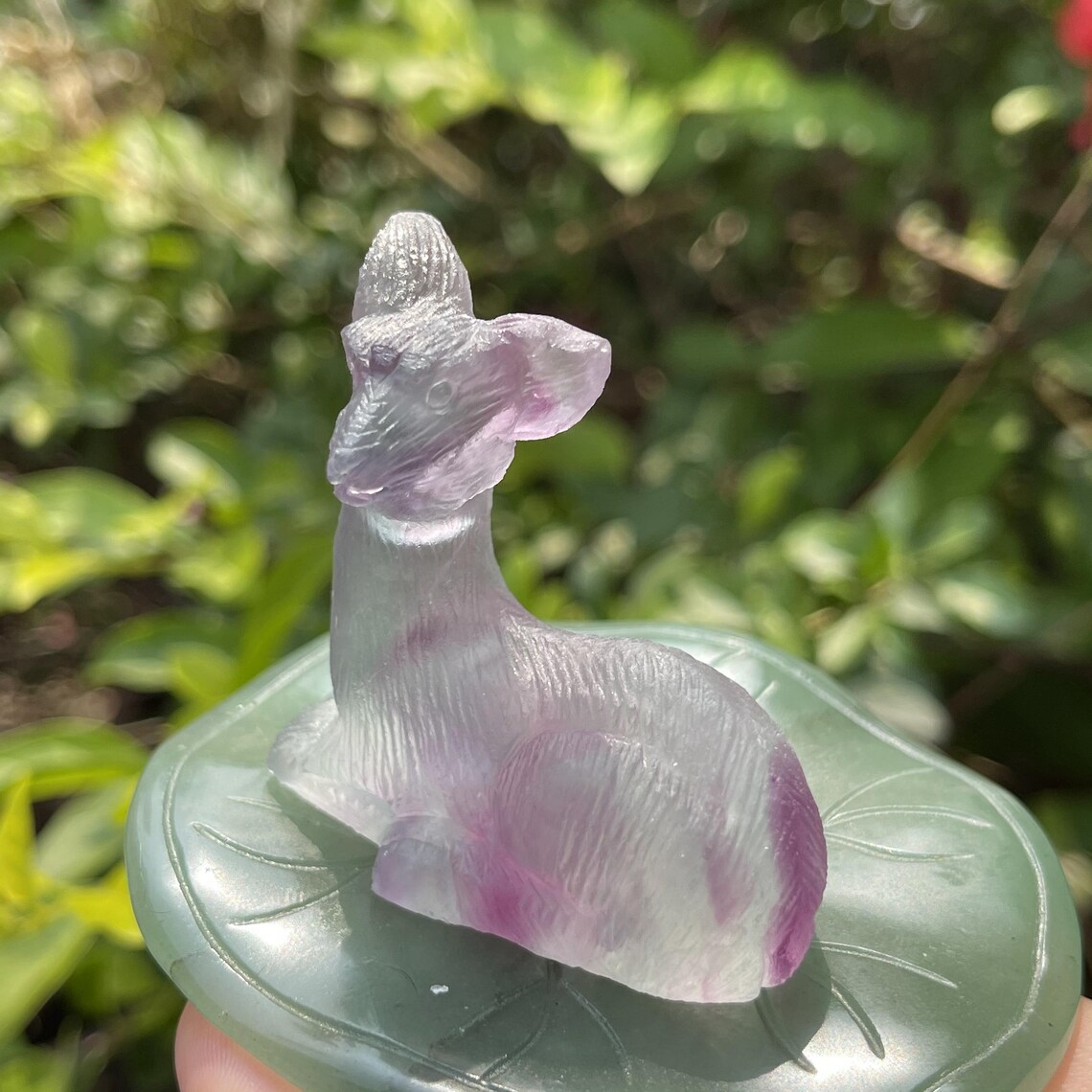 Rainbow Fluorite Deer Carved Crystal Deer Gemstone Deer Etsy