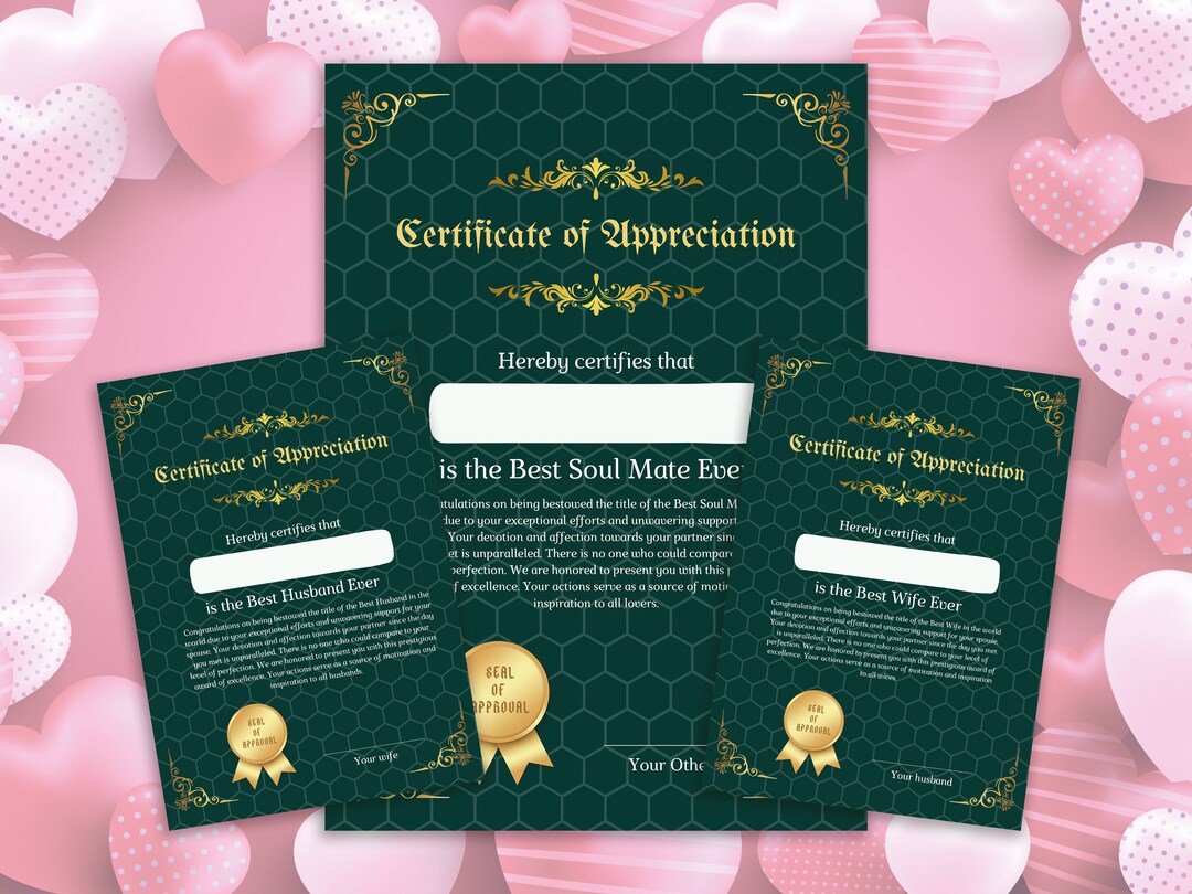 Editable Love Certificate Declaration of Love Personalized Certificate ...