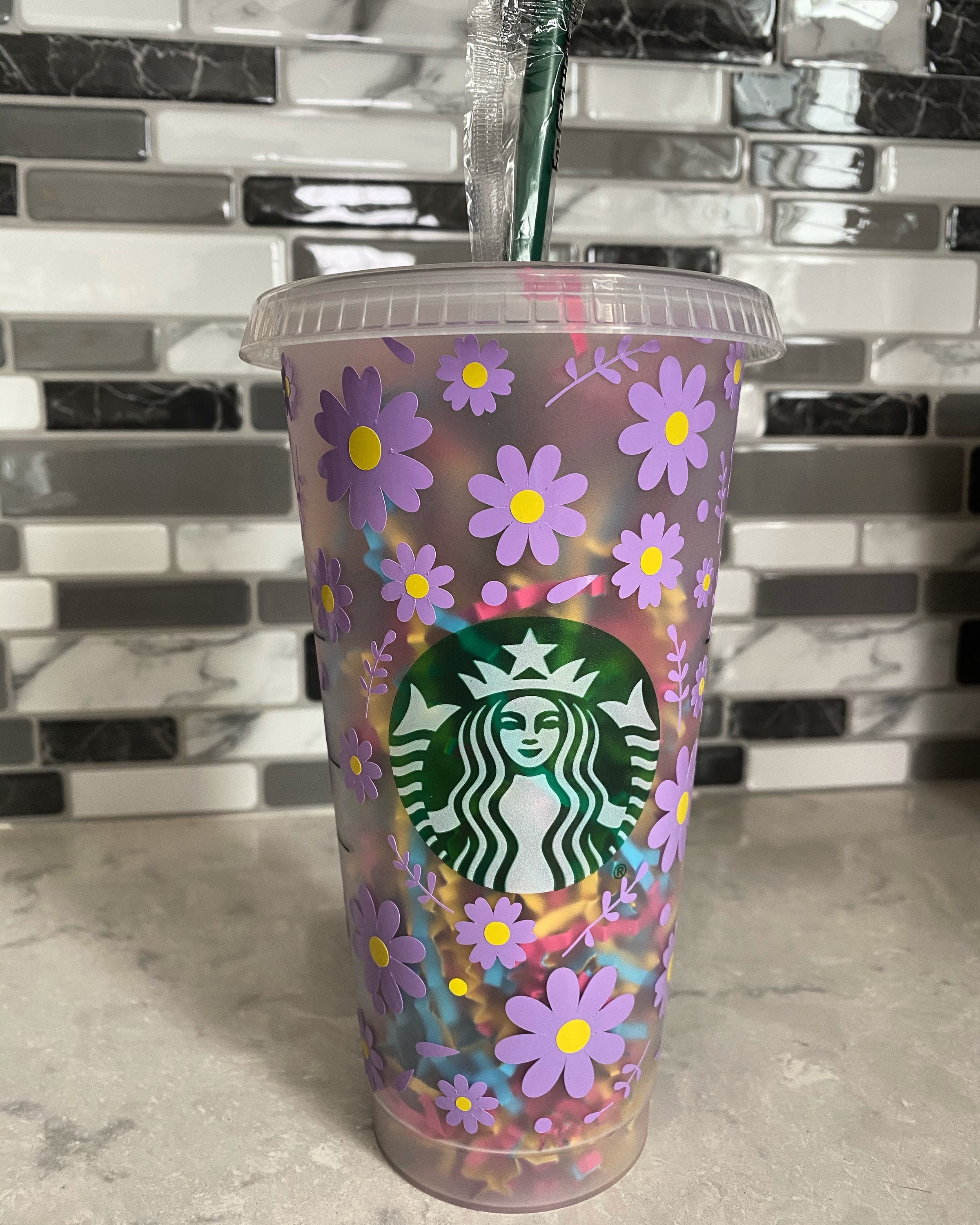 Custom 24 oz floral Starbucks tumbler Etsy