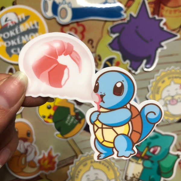 Squirtle Shrimp Dumpling Bubble Sticker, Squirtle Har Gow Bubble Sticker, Dim Sum Sticker, Pokemon Sticker