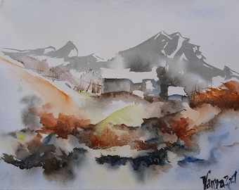 Down the Mountain | Elitist watercolour | Irish art | Original Connemara gifts | Framed painting | Modern Irish art | Irish landscape | Gift