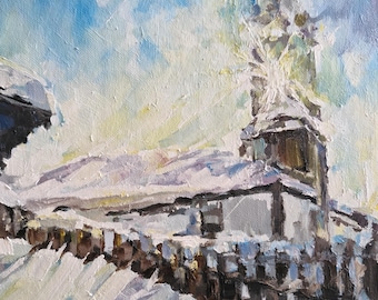 Winter landscape | Winter oil painting | Snow landscape | Snowy image | Winter in Bulgaria painting | Original oil paining | Miss the Snow