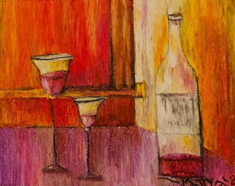 Contemporary art | Oil pastel drawing print | Vino Rosado | Irish art | Dispatch from Ireland | Galway artist | Limited edition GICLÉE PRINT