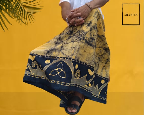 Yellow Batik Sarong Mens Sarong Wrap Sri Lankan - Etsy