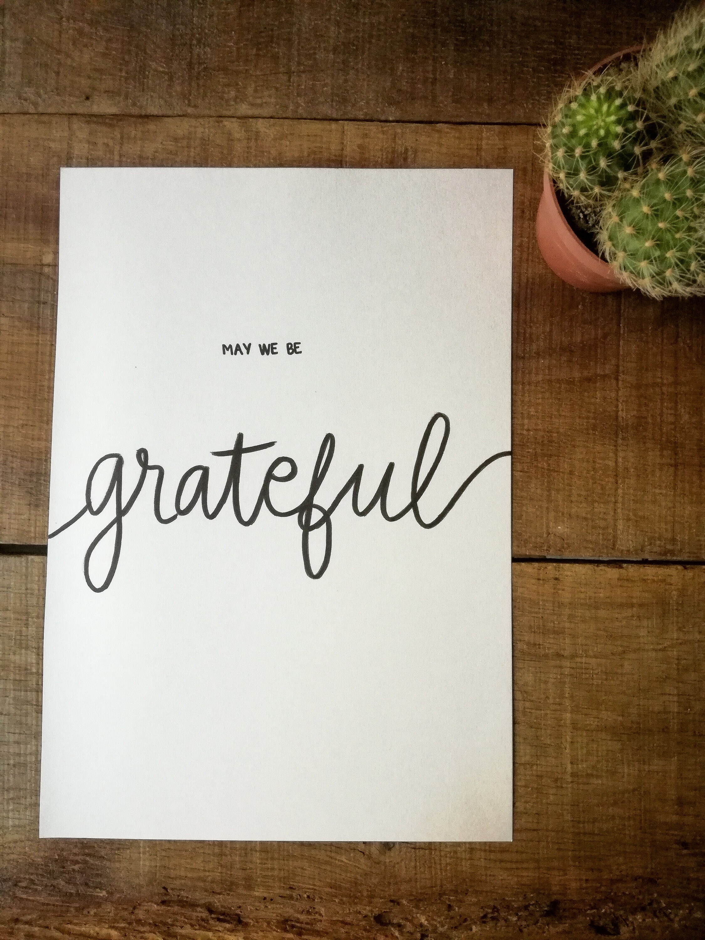 Reconnaissant - Brush Hand Lettering Print A4