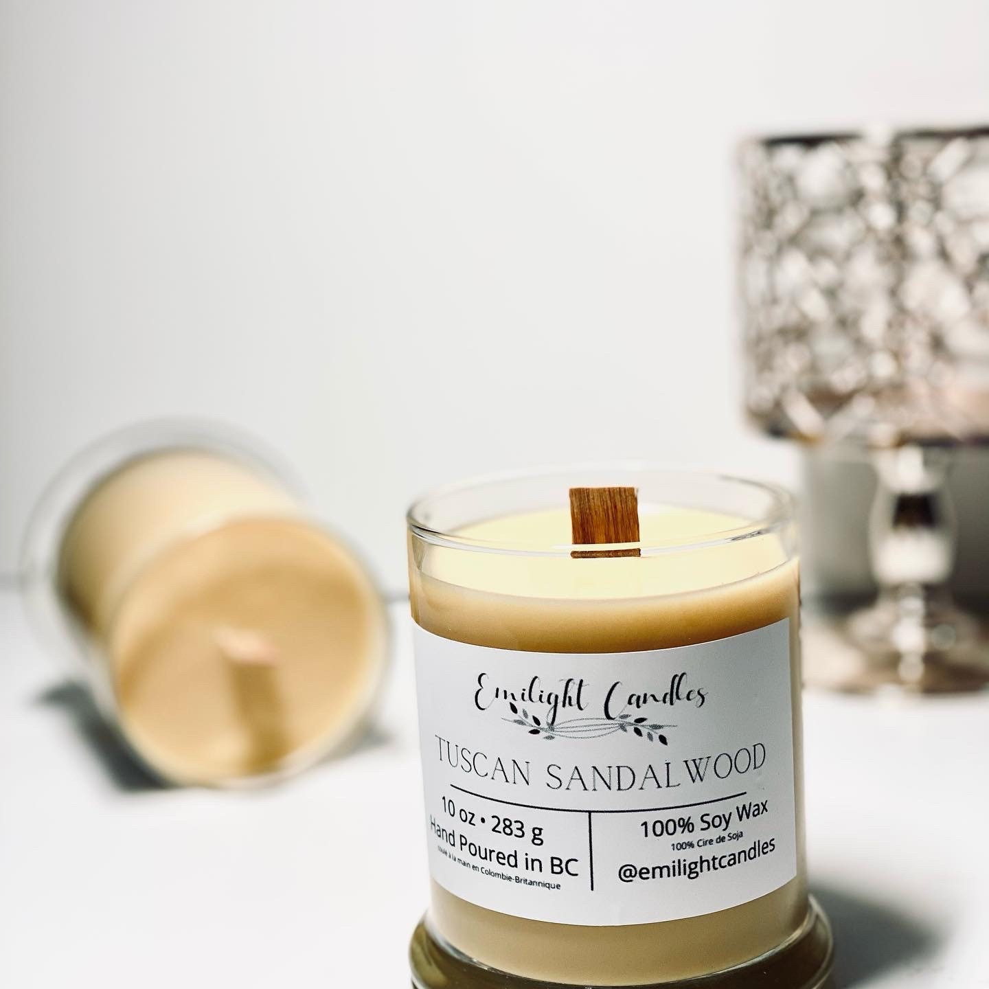Sandalwood Scented Soy Wax Candles with Wooden Wick Living | Etsy