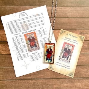 Colar de tarô do Imperador, colar de tarô Rider Waite, colar de tarô de prata