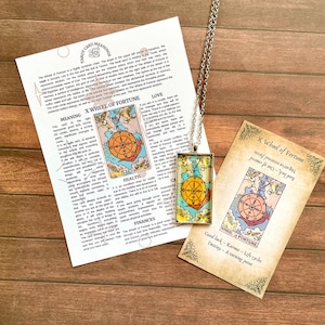 Rad van fortuin tarotkaarthanger, Rider Waite, tarotketting, tarotkaartketting