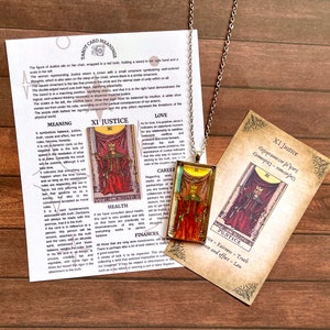 Justice Tarotkaart-ketting, zilveren tarot-ketting, Rider Waite Justice-hanger
