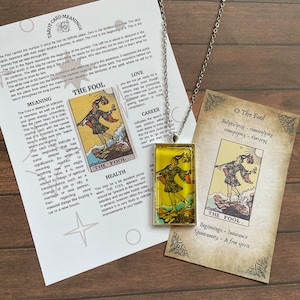 Rider-Waite The Fool colgante de cartas del tarot