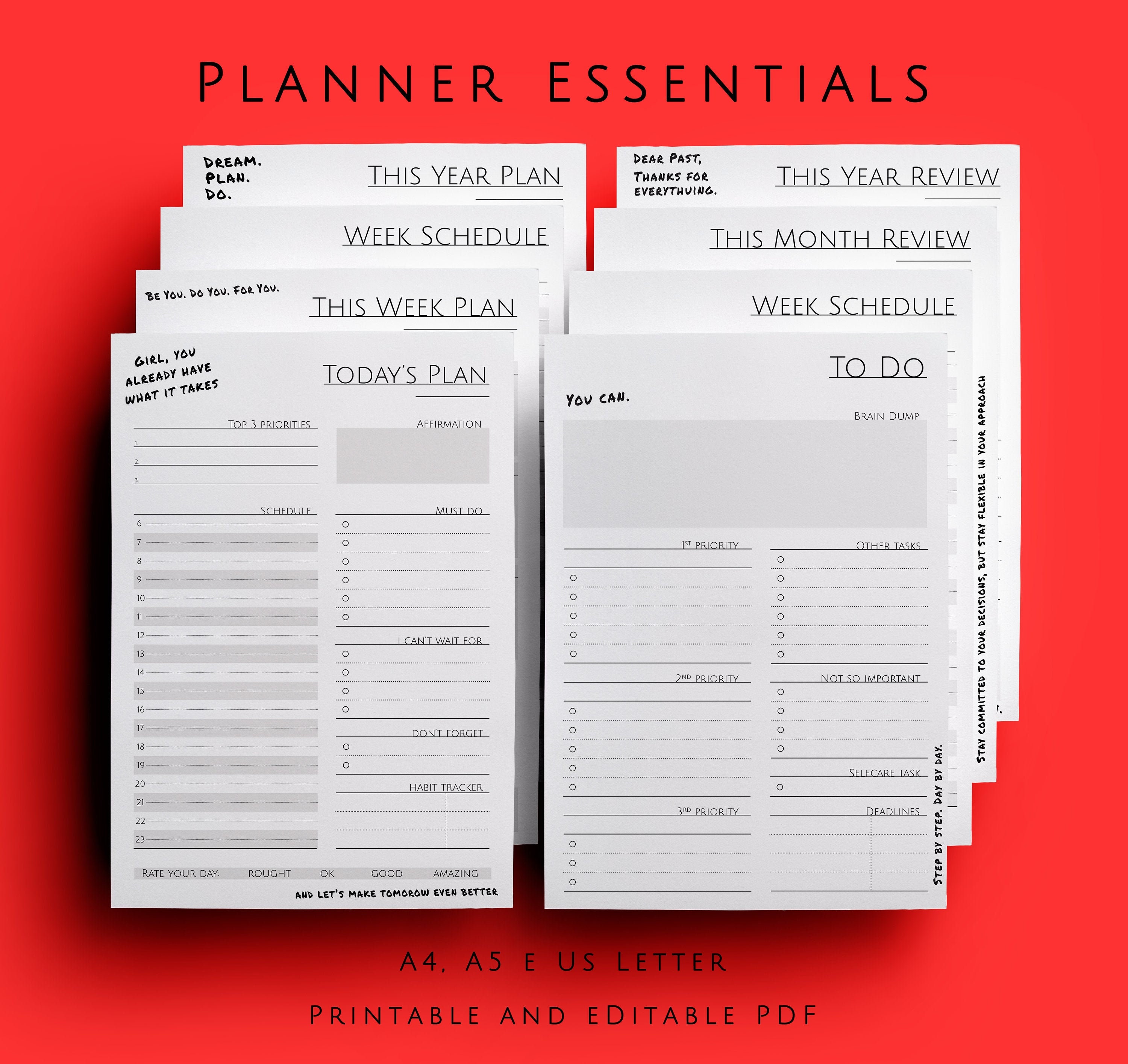 Motivational Planner Essentials Minimalist Planner Etsy