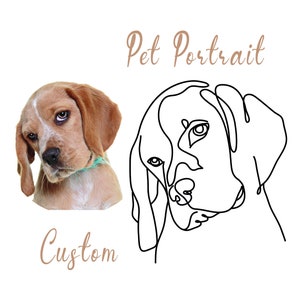Custom Pet Portrait Line Art Drawing, Minimalist Illustration (Digital Download)