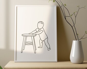 Baby Line Art Print, Minimalist Nursery Decor (Digital Download)