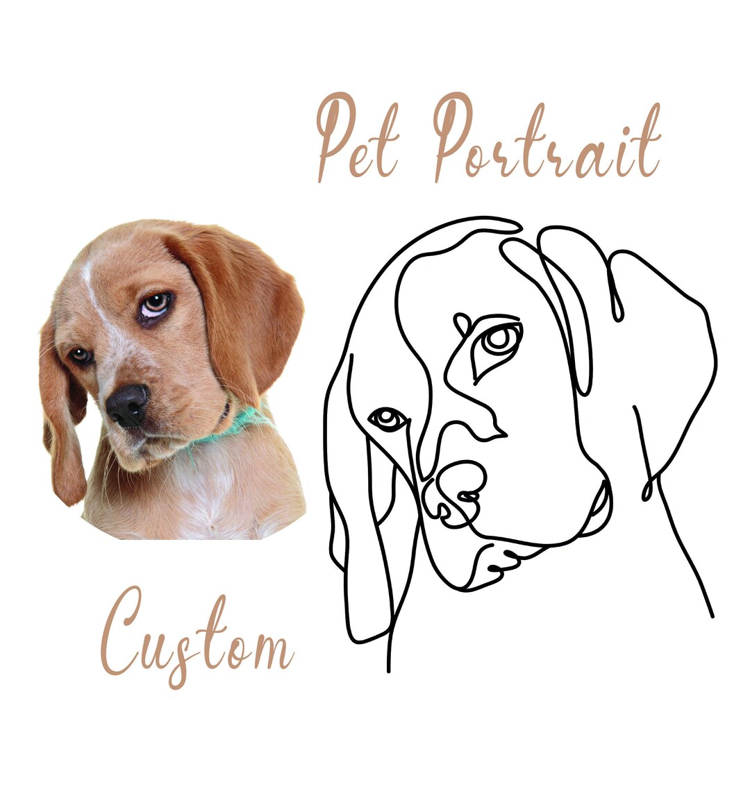 Custom Pet Portrait Line Drawing Custom Illustration Line Etsy