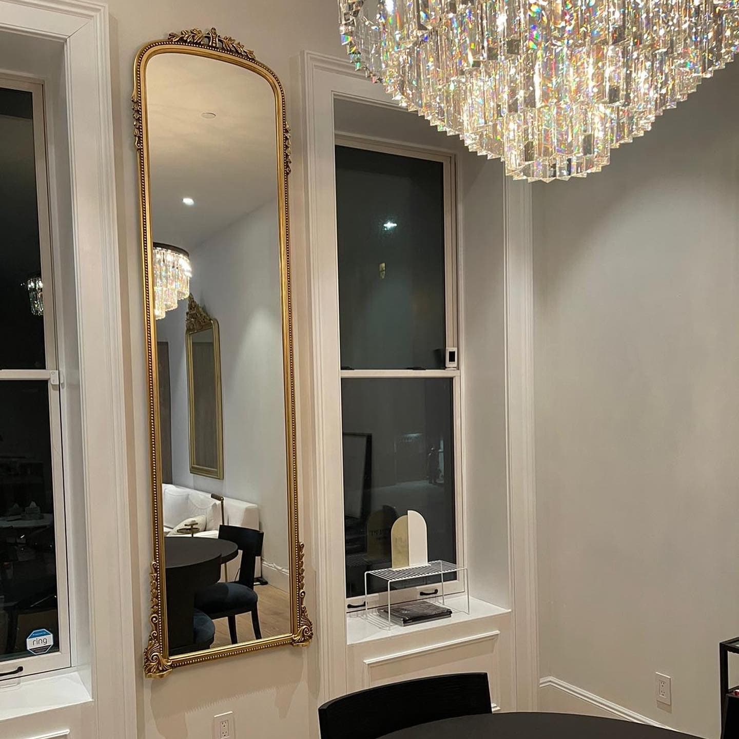 Barocker Ganzkörperspiegel in Gold, Massivholzrahmen
