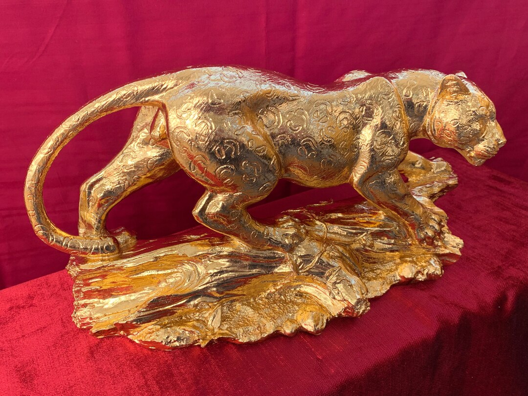 Panther Statue Leopard Statue Gold Panther Black Panther - Etsy