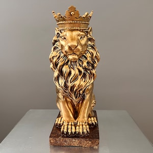 Lion Sculpture ,  Lion Plaque Decor , Lion Statue Sculpture , Animal Sculpture , Sculpture Art Deco , Gold Lion King , Lion Face