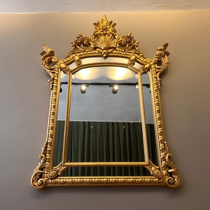 Handgeschnitzter Blattgold Französischer Barock Spiegel: Rokoko Antike Möbel