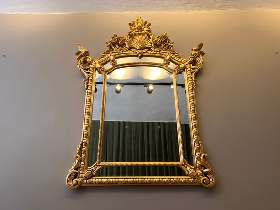 Handgeschnitzter Blattgold Französischer Barock Spiegel: Rokoko Antike Möbel